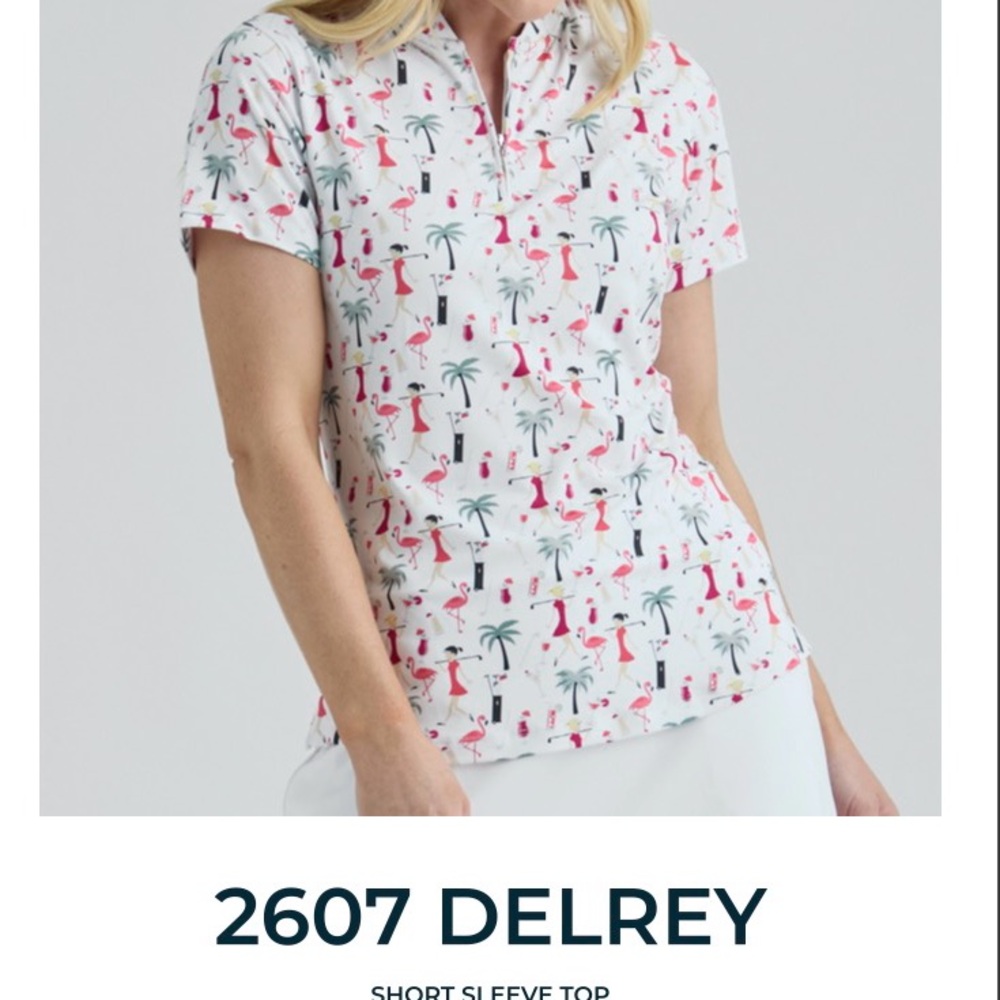 Bermuda Sands Short Sleeve Flamingo Print Tee - White/Pink